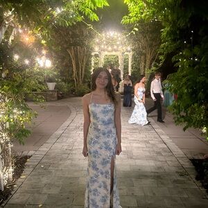 Windsor Blue and White Floral Prom dress